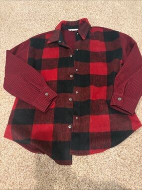 Red and Black Buffalo Plaid Button-Up Shirt